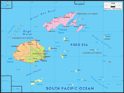 Fiji Political Wall Map