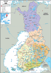 Finland Political Wall Map