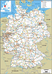 Germany Road Wall Map
