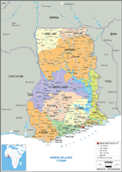 Ghana Political Wall Map