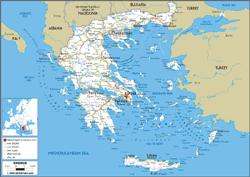 Greece Road Wall Map