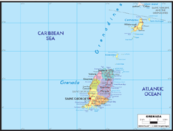 Grenada Political Wall Map