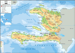 Haiti Physical Wall Map