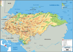 Honduras Physical Wall Map