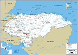 Honduras Road Wall Map