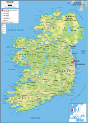 Ireland Physical Wall Map