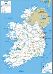 Ireland Road Wall Map