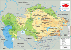 Kazakhstan Physical Wall Map