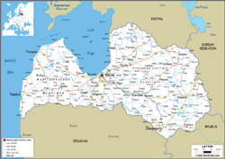 Latvia Road Wall Map