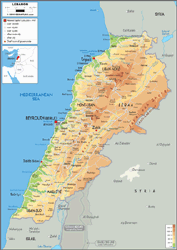 Lebanon Physical Wall Map