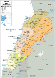 Lebanon Political Wall Map