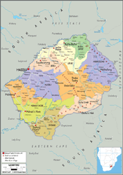 Lesotho Political Wall Map