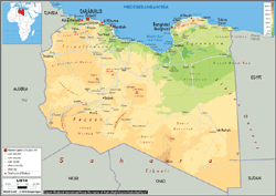 Libya Physical Wall Map