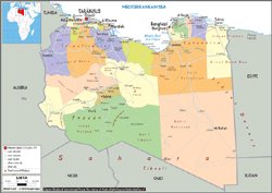 Libya Political Wall Map