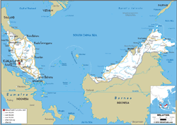 Malaysia Road Wall Map