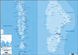 Maldives Physical Wall Map