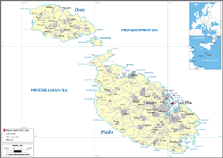 Malta Political Wall Map