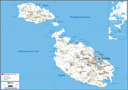 Malta Road Wall Map