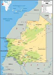 Mauritania Physical Wall Map