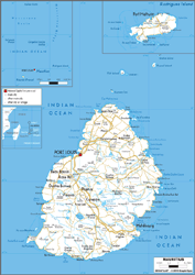 Mauritius Road Wall Map