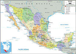 Mexico Political Wall Map