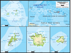 Micronesia Physical Wall Map