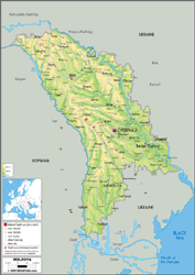 Moldova Physical Wall Map