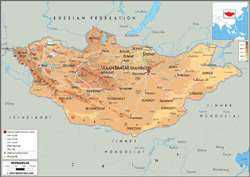 Mongolia Physical Wall Map