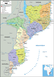 Mozambique Political Wall Map