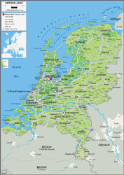 Netherlands Physical Wall Map