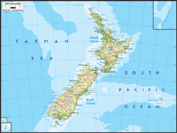 New Zealand Physical Wall Map