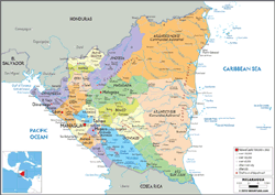 Nicaragua Political Wall Map