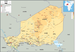 Niger Physical Wall Map