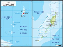 Palau Physical Wall Map