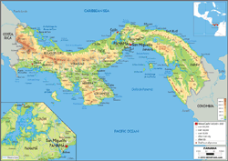 Panama Physical Wall Map