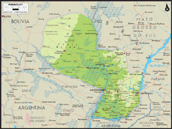 Paraguay Physical Wall Map