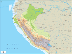 Peru Physical Wall Map