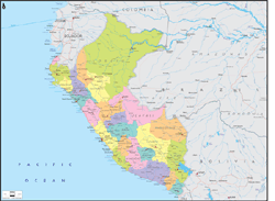 Peru Political Wall Map