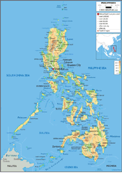 Philippines Physical Wall Map