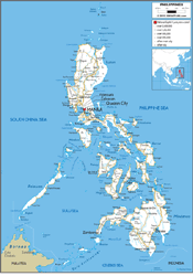 Philippines Road Wall Map
