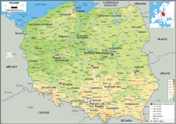 Poland Physical Wall Map