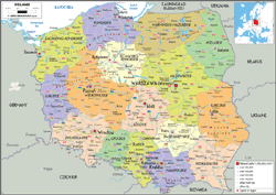 Poland Political Wall Map