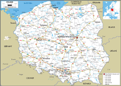 Poland Road Wall Map