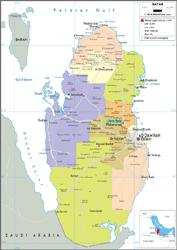 Qatar Political Wall Map