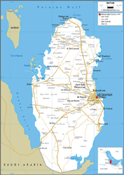 Qatar Road Wall Map