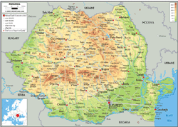 Romania Physical Wall Map