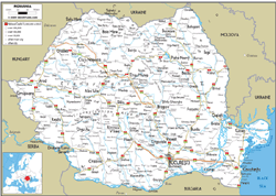 Romania Road Wall Map