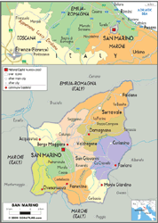 San Marino Political Wall Map