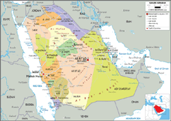 Saudi Arabia Political Wall Map