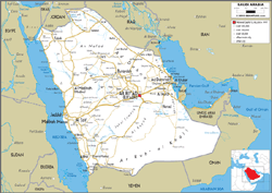 Saudi Arabia Road Wall Map